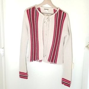 J. Crew Womens Cardigan Sweater MEDIUM Open Front w Tie Knit Multi-Colored Boho